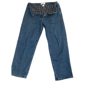 L.L.Bean Jeans Mens 36x29 Blue Comfort Waist Flannel Lined Denim Warm Plaid